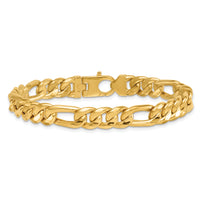 14k Polished Flat Figaro Chain 8.75mm Men's Bracelet-GB309-8.5