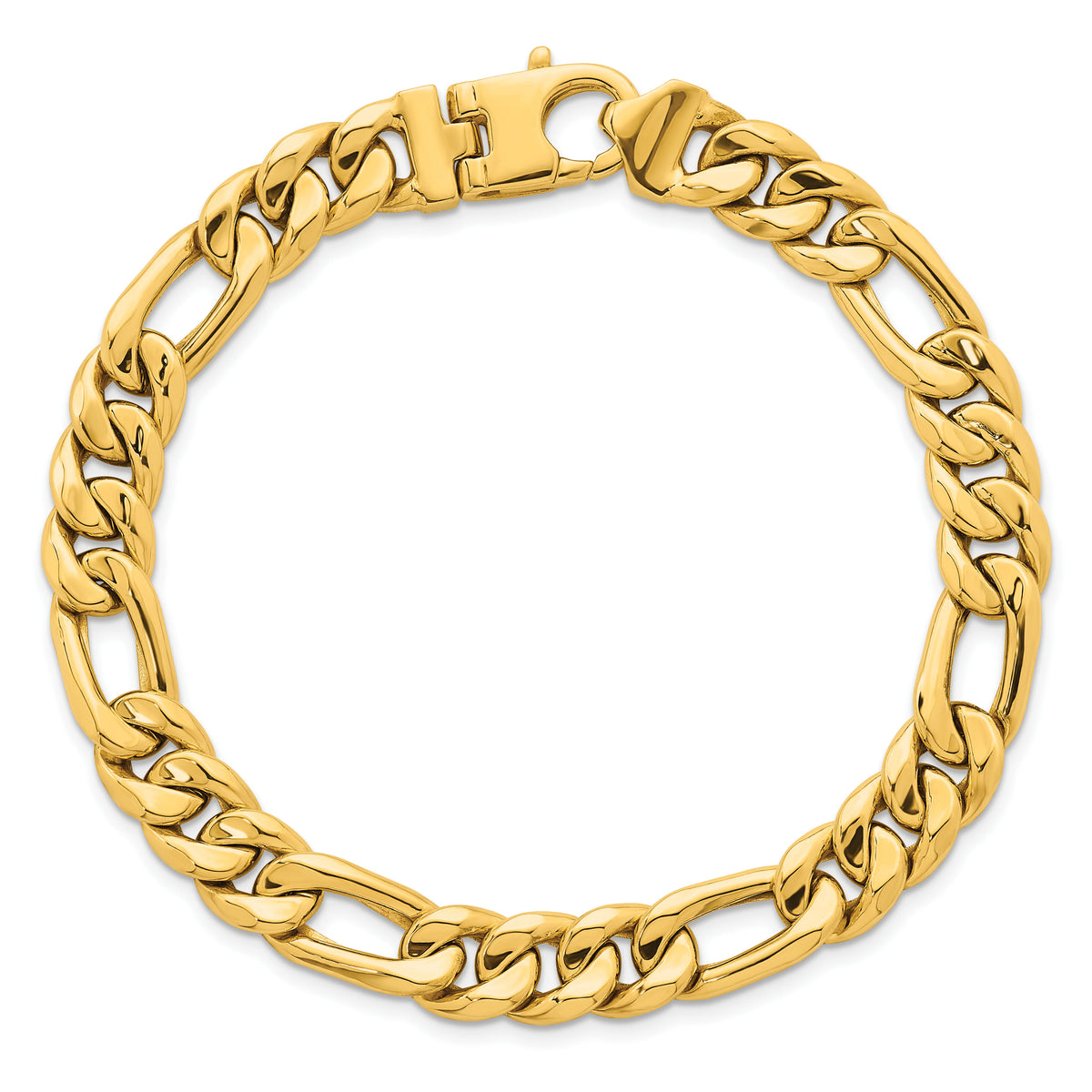 14k Polished Flat Figaro Chain 8.75mm Men's Bracelet-GB309-8.5