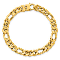 14k Polished Flat Figaro Chain 8.75mm Men's Bracelet-GB309-8.5