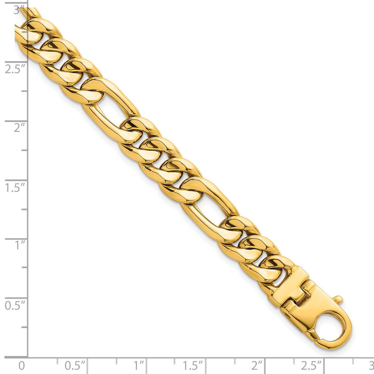 14k Polished Flat Figaro Chain 8.75mm Men's Bracelet-GB309-8.5