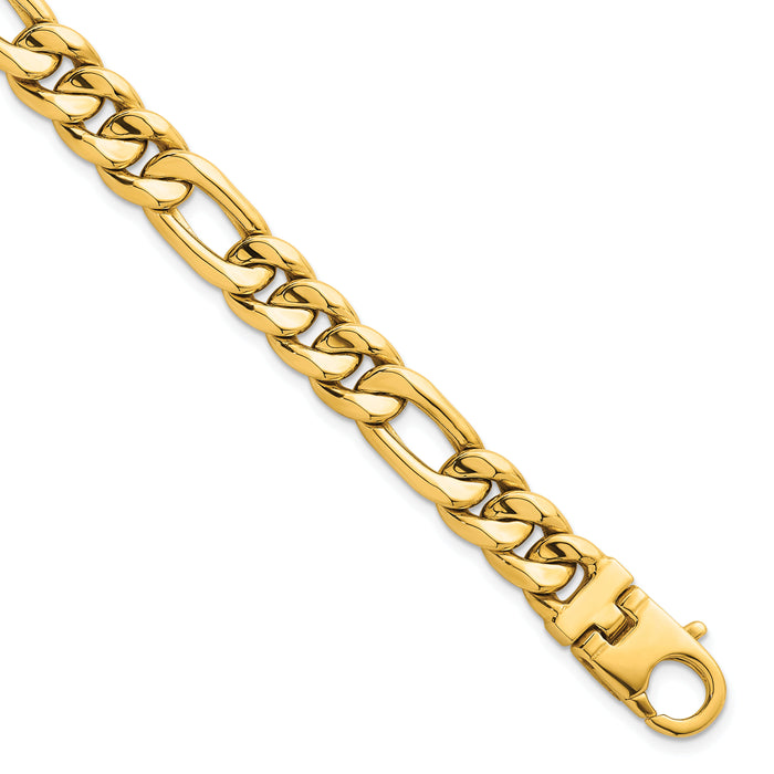 14k Polished Flat Figaro Chain 8.75mm Men's Bracelet-GB309-8.5