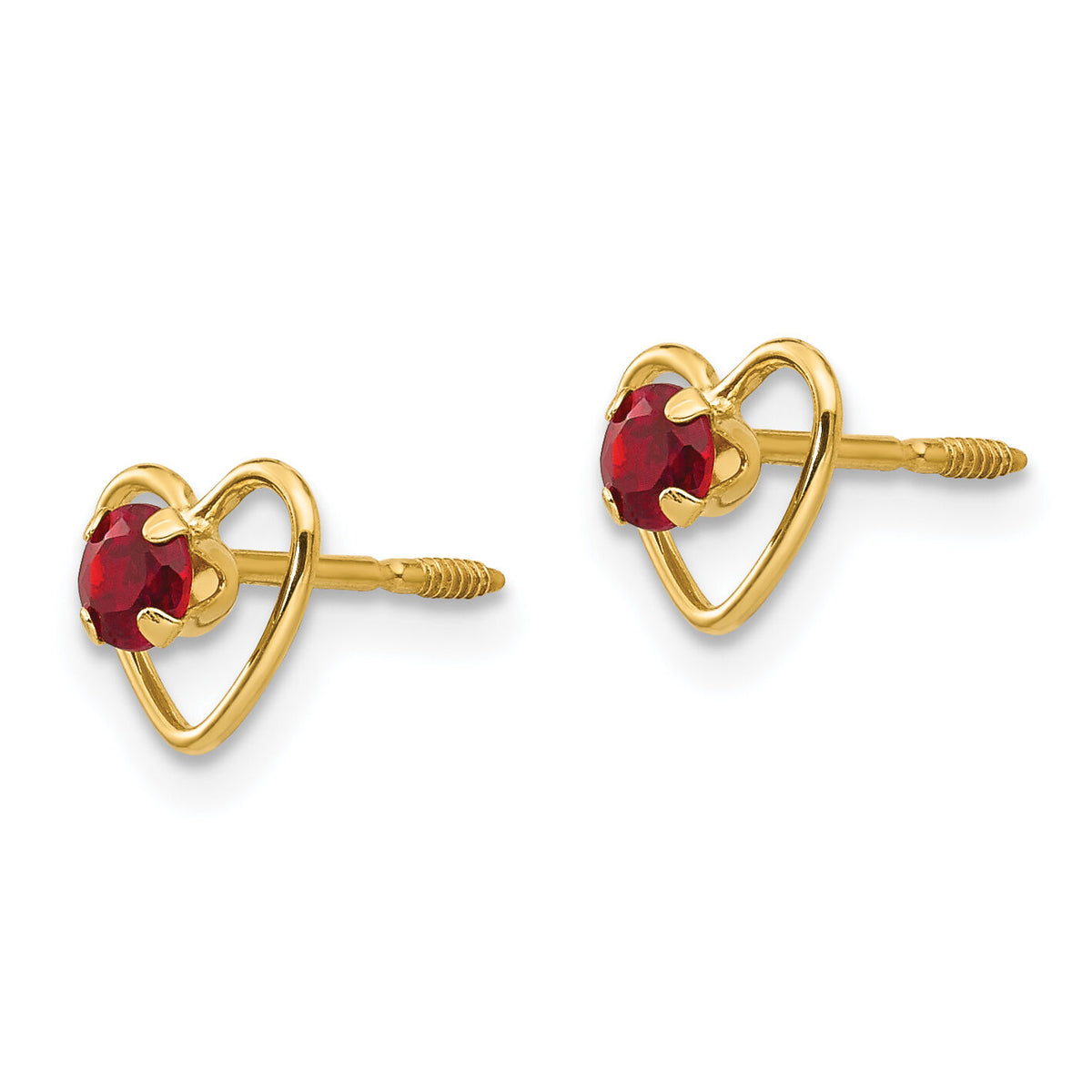 14k Madi K 3mm Genuine Garnet Birthstone Heart Earrings-GK100