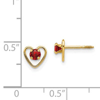 14k Madi K 3mm Genuine Garnet Birthstone Heart Earrings-GK100