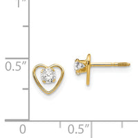 14k Madi K 3mm Genuine White Topaz Birthstone Heart Earrings-GK103