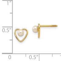 14k Madi K 3mm FW Cultured Pearl Birthstone Heart Earrings-GK105