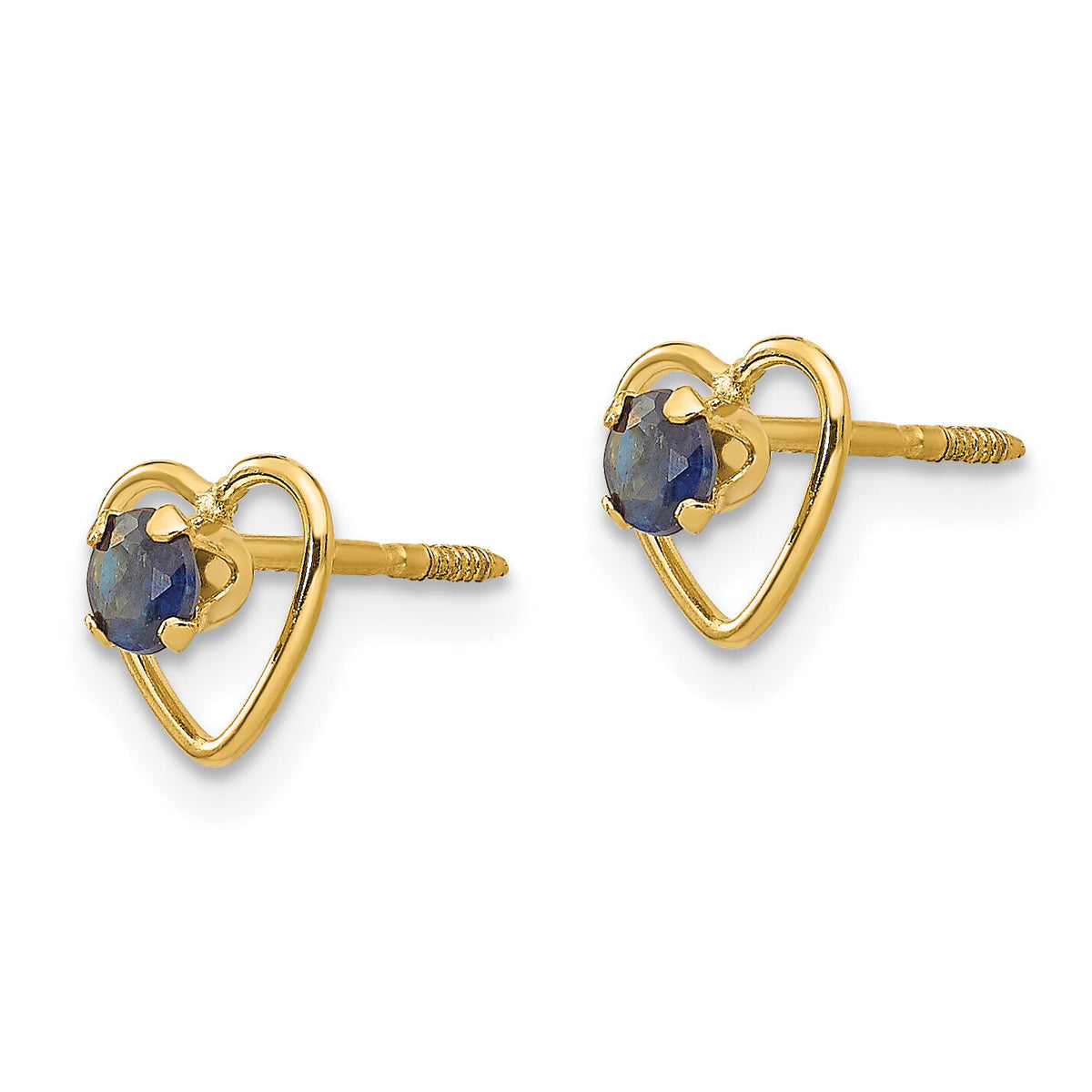 14k Madi K 3mm Created Sapphire Birthstone Heart Earrings-GK108