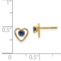 14k Madi K 3mm Created Sapphire Birthstone Heart Earrings-GK108