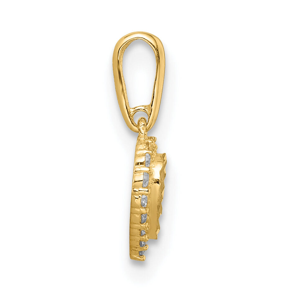 14k Madi K CZ Diamond Cut Heart Pendant-GK1086
