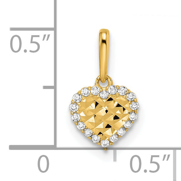 14k Madi K CZ Diamond Cut Heart Pendant-GK1086