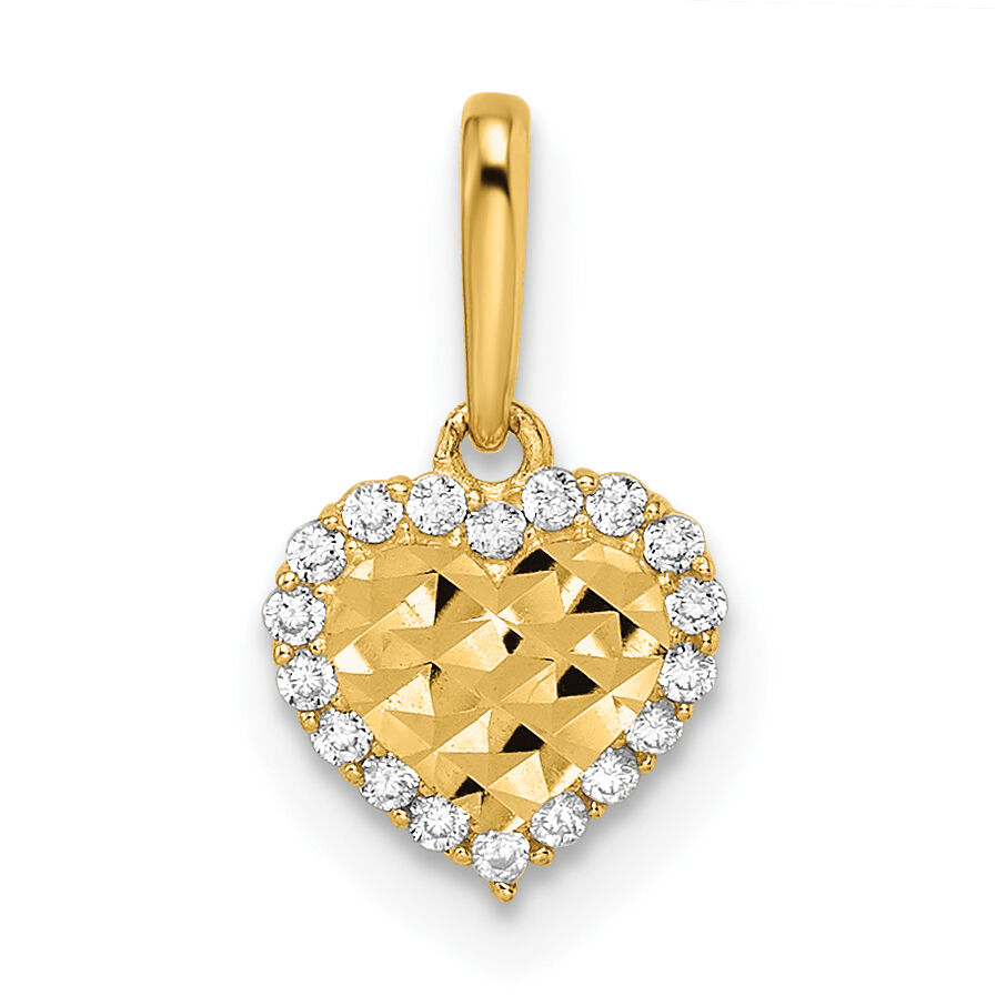 14k Madi K CZ Diamond Cut Heart Pendant-GK1086
