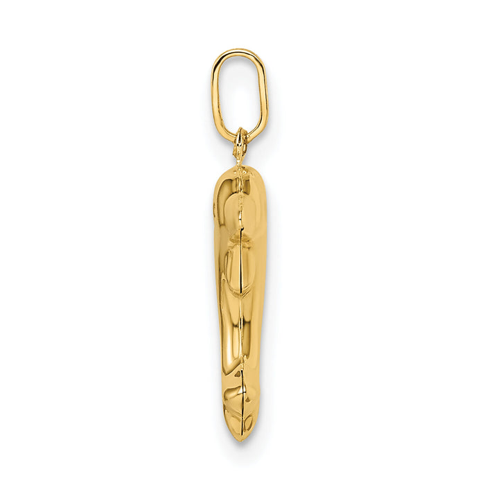 14k Polished 3-D Dolphin Pendant-GK1091