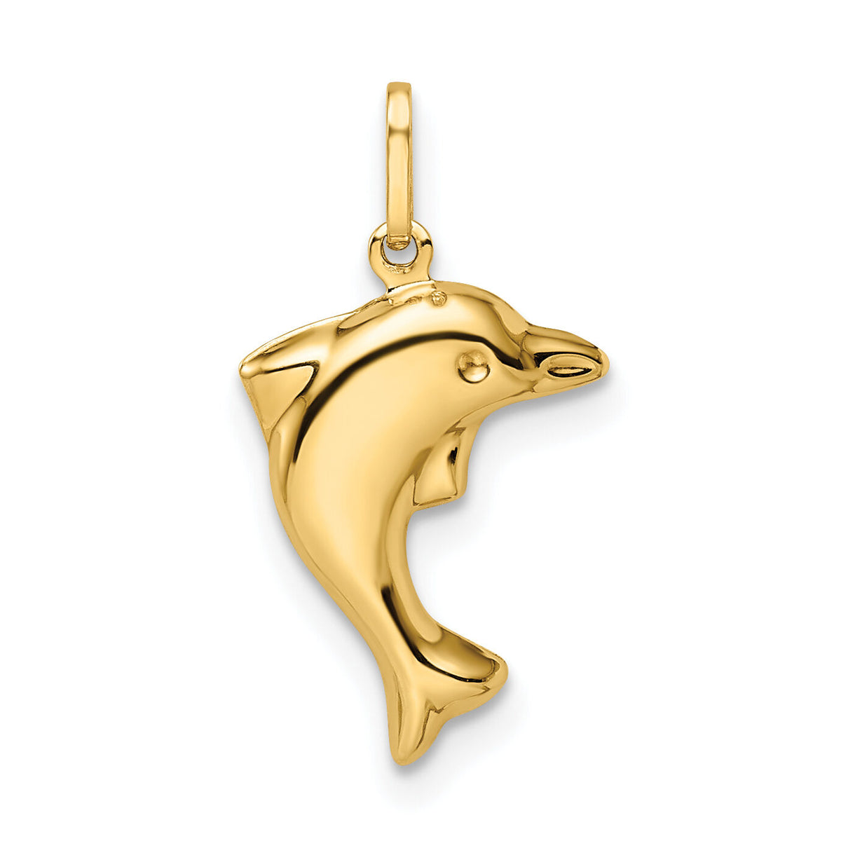 14k Polished 3-D Dolphin Pendant-GK1091