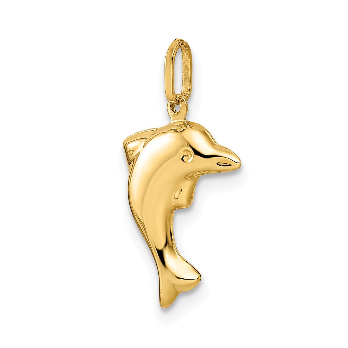 14k Polished 3-D Dolphin Pendant-GK1091