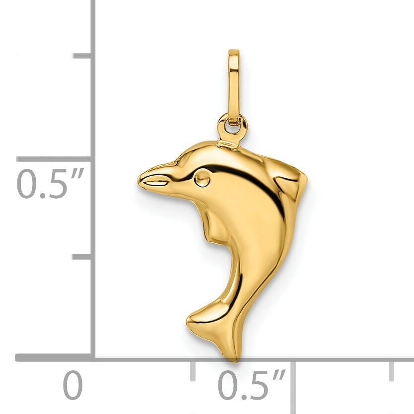 14k Polished 3-D Dolphin Pendant-GK1091