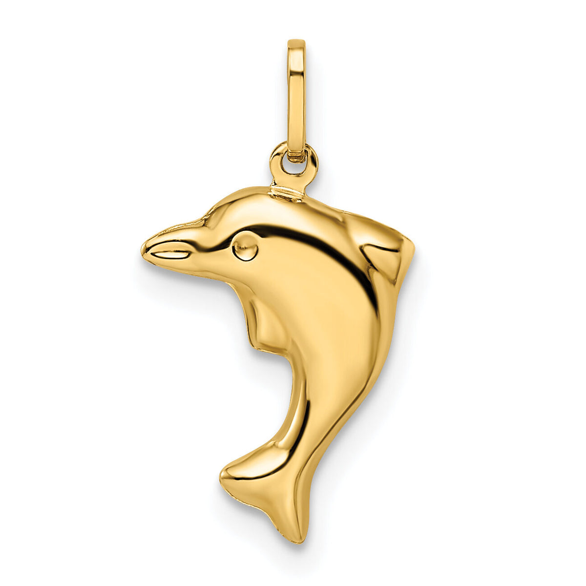 14k Polished 3-D Dolphin Pendant-GK1091