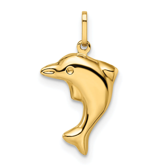 14k Polished 3-D Dolphin Pendant-GK1091