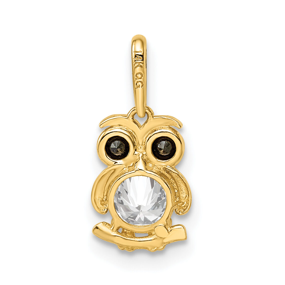 14k Madi K Black & White CZ Owl Pendant-GK1092