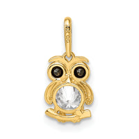 14k Madi K Black & White CZ Owl Pendant-GK1092