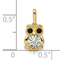 14k Madi K Black & White CZ Owl Pendant-GK1092