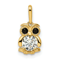 14k Madi K Black & White CZ Owl Pendant-GK1092