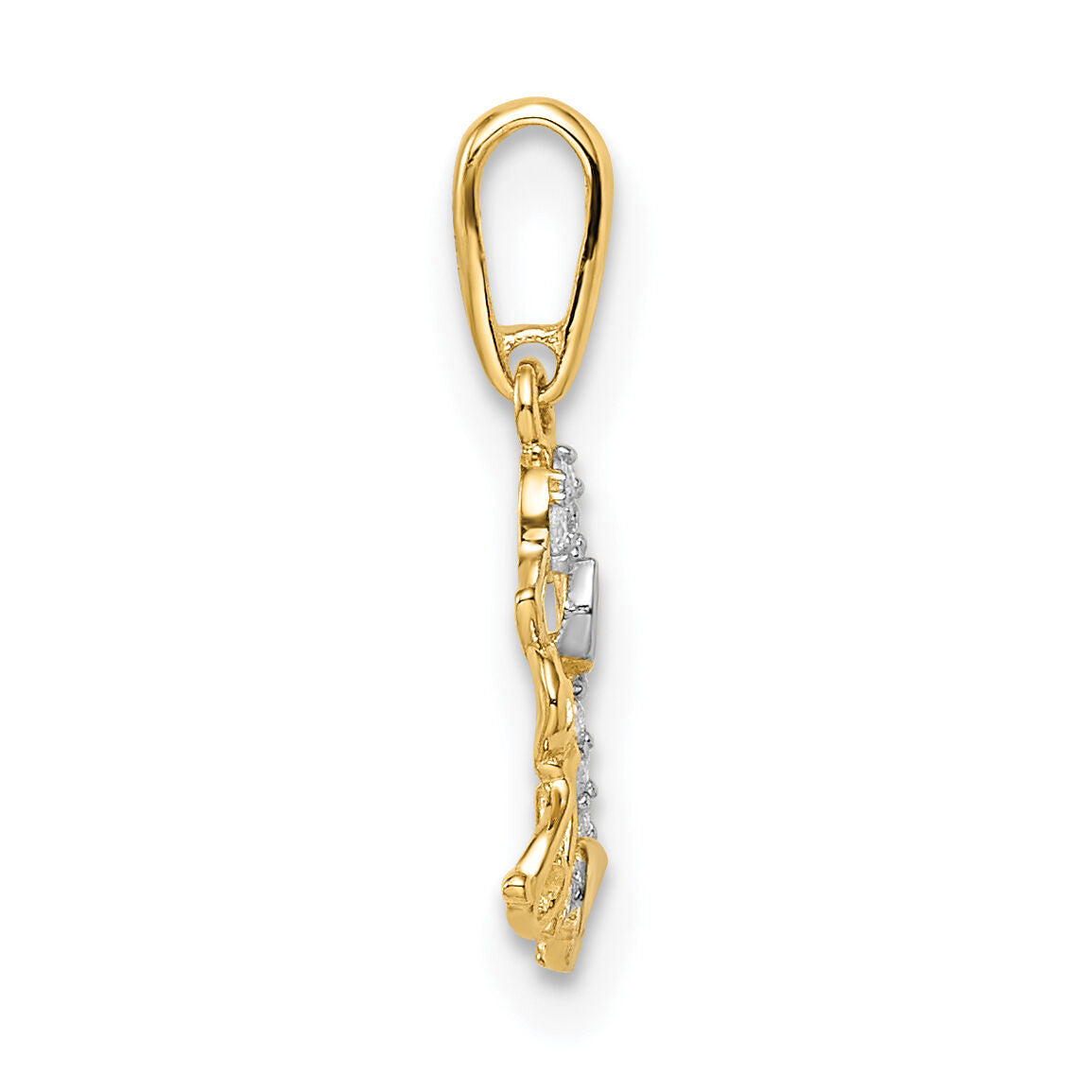 14K & Rhodium Madi K CZ Dog & Puppy Pendant-GK1096