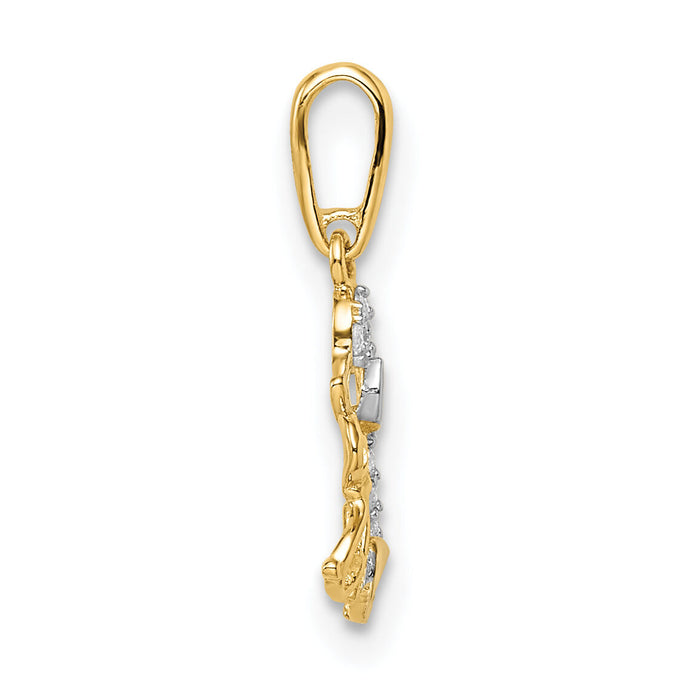 14K & Rhodium Madi K CZ Dog & Puppy Pendant-GK1096