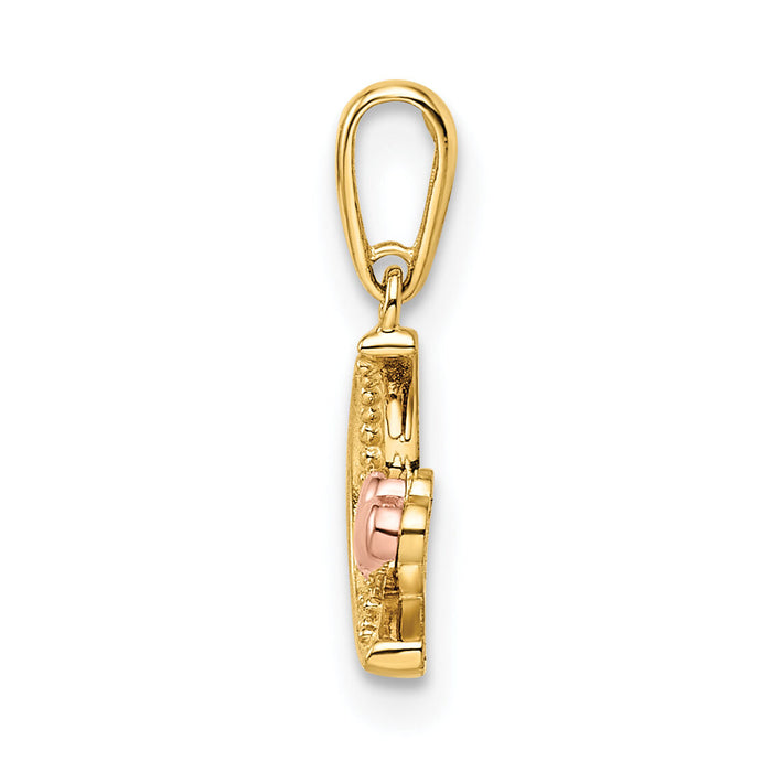 14k Two-tone Madi K CZ Moon with Heart Pendant-GK1099