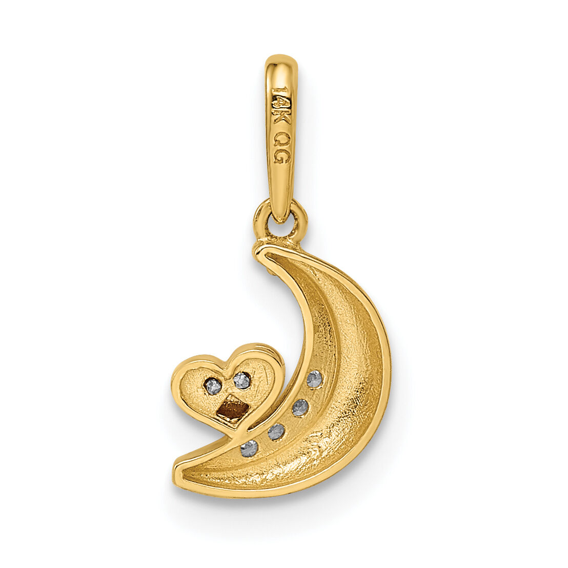 14k Two-tone Madi K CZ Moon with Heart Pendant-GK1099