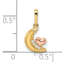14k Two-tone Madi K CZ Moon with Heart Pendant-GK1099