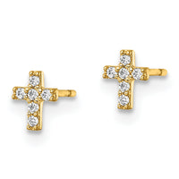 14k Madi K CZ Cross Post Earrings-GK1108