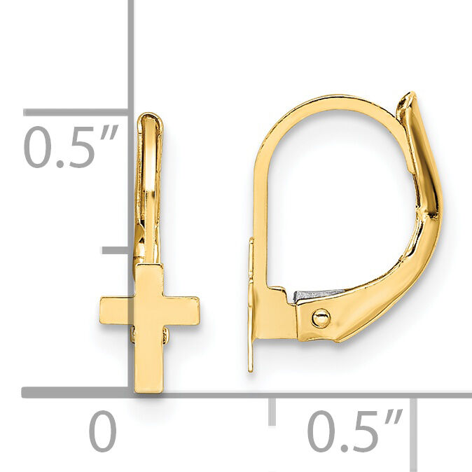 14K Madi K Polished Cross Leverback Earrings-GK1112