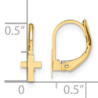 14K Madi K Polished Cross Leverback Earrings-GK1112