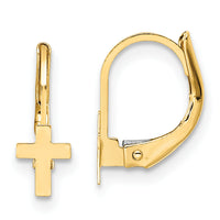 14K Madi K Polished Cross Leverback Earrings-GK1112