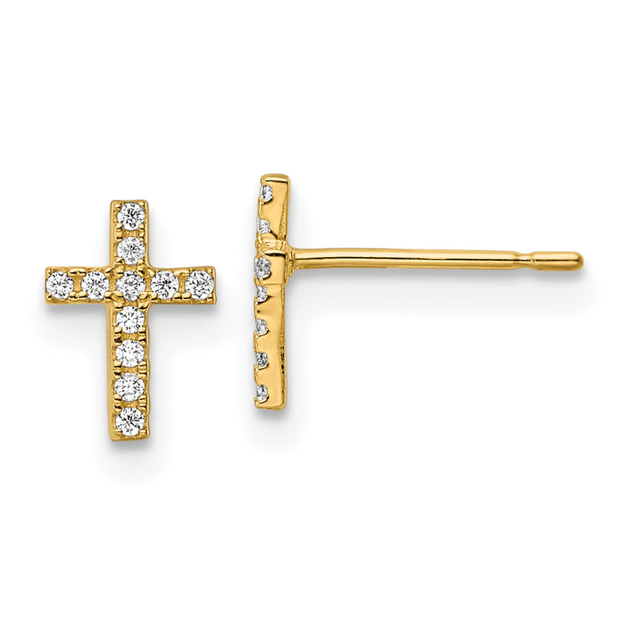14k Madi K CZ Cross Post Earrings-GK1113