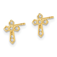 14K Madi K Polished Cross CZ Post Earrings-GK1115