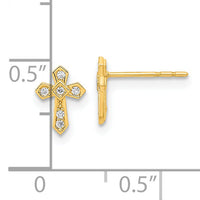 14K Madi K Polished Cross CZ Post Earrings-GK1115