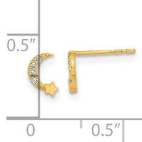 14K Madi K Polished Moon and Star CZ Post Earrings-GK1119