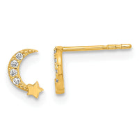 14K Madi K Polished Moon and Star CZ Post Earrings-GK1119