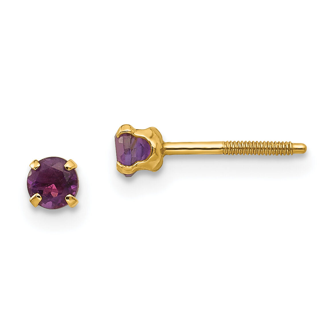 14k Madi K 3mm Amethyst Earrings-GK113