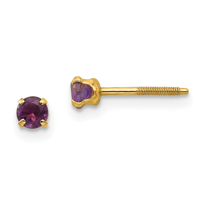 14k Madi K 3mm Amethyst Earrings-GK113