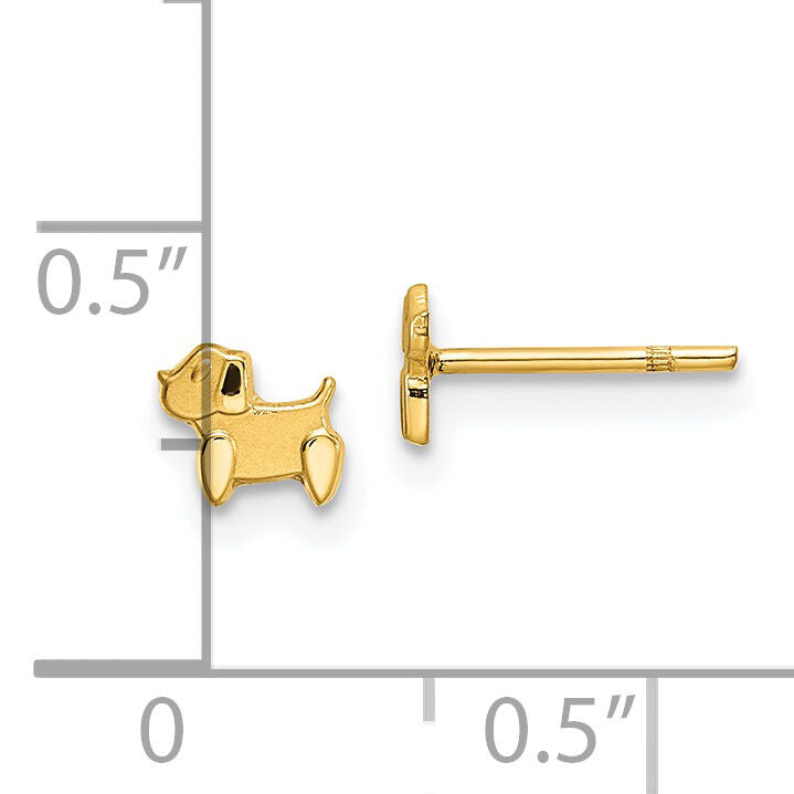 14k Madi K Polished & Satin Dog Post Earrings-GK1148