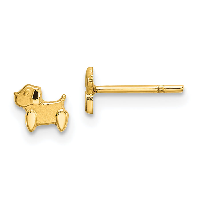 14k Madi K Polished & Satin Dog Post Earrings-GK1148