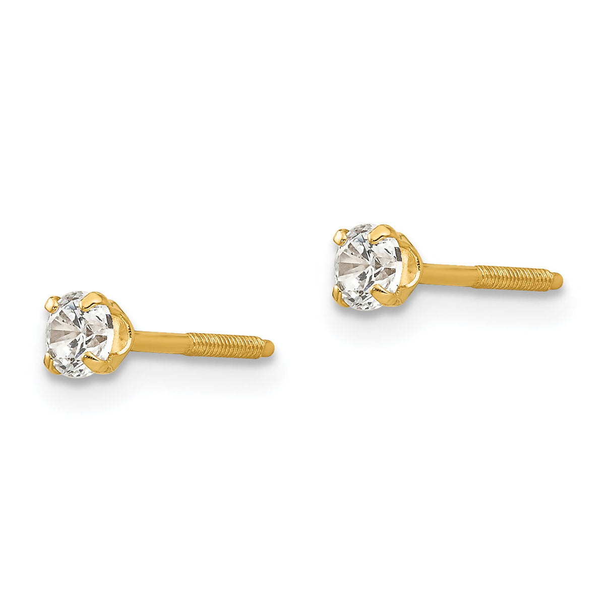 14k Madi K 3mm white zircon Earrings-GK115