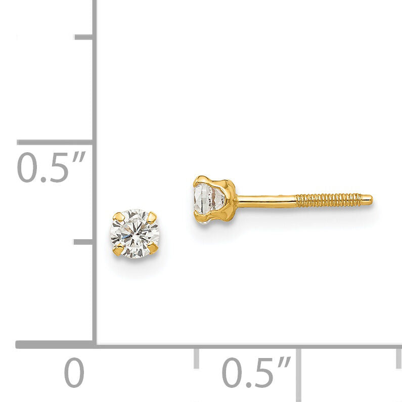 14k Madi K 3mm white zircon Earrings-GK115
