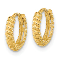 14K Madi K Polished Textured Hoop Earrings-GK1157