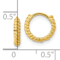 14K Madi K Polished Textured Hoop Earrings-GK1157