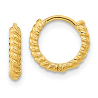 14K Madi K Polished Textured Hoop Earrings-GK1157