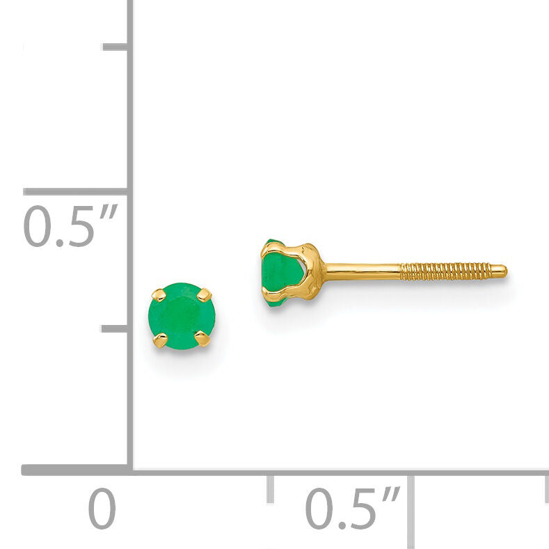 14k Madi K 3mm Emerald Earrings-GK116