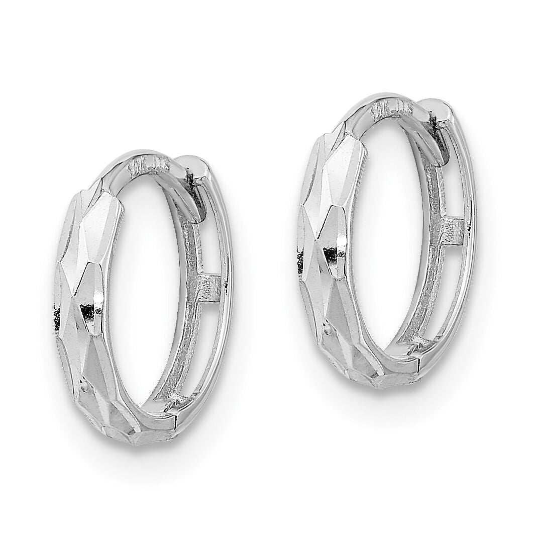 14K White Gold Madi K Hinged Diamond Cut Hoop Earrings-GK1160