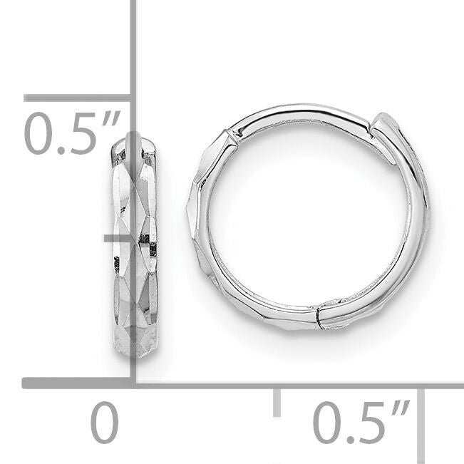 14K White Gold Madi K Hinged Diamond Cut Hoop Earrings-GK1160